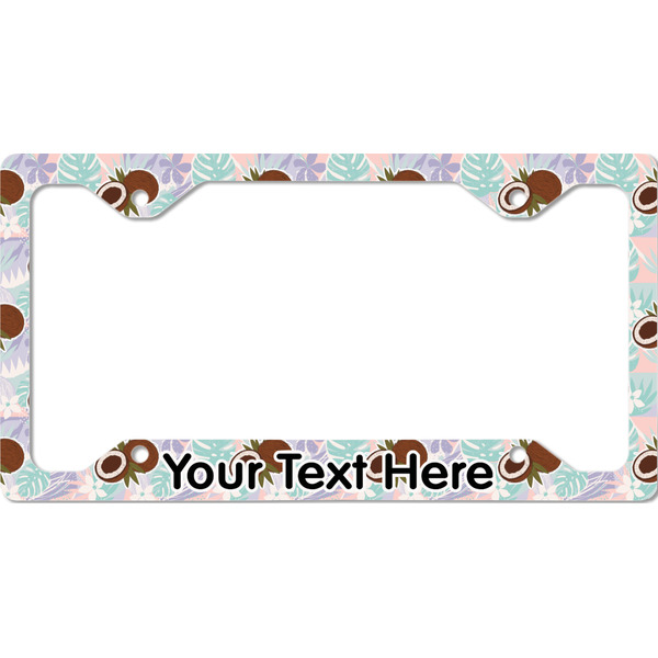 Custom Coconut and Leaves License Plate Frame - Style C (Personalized)