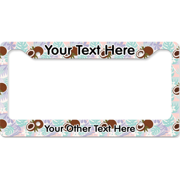 Custom Coconut and Leaves License Plate Frame - Style B (Personalized)