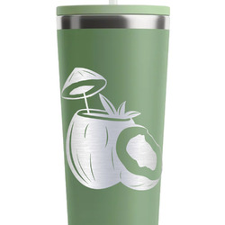 Coconut and Leaves RTIC Everyday Tumbler with Straw - 28oz - Light Green - Double-Sided (Personalized)