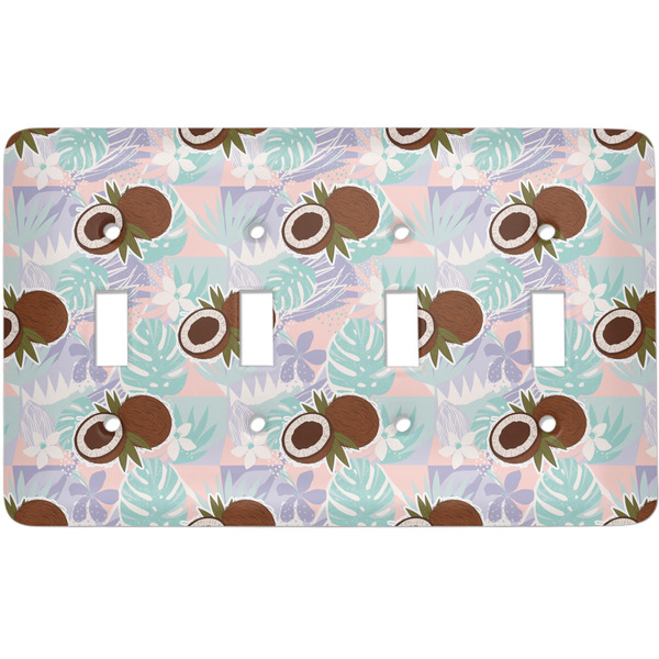 Custom Coconut and Leaves Light Switch Cover (4 Toggle Plate)