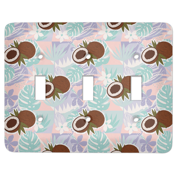 Custom Coconut and Leaves Light Switch Cover (3 Toggle Plate)