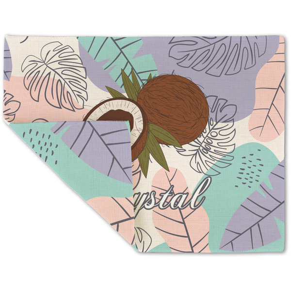 Custom Coconut and Leaves Double-Sided Linen Placemat - Single w/ Name or Text