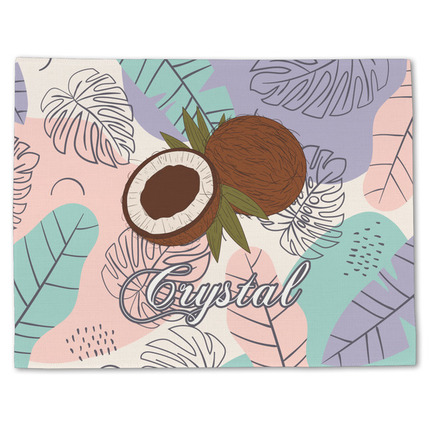 Custom Coconut and Leaves Single-Sided Linen Placemat - Single w/ Name or Text