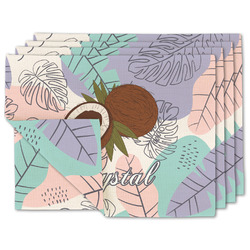 Coconut and Leaves Linen Placemat w/ Name or Text