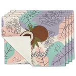 Coconut and Leaves Single-Sided Linen Placemat - Set of 4 w/ Name or Text