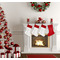Coconut and Leaves Linen Stocking w/Red Cuff - Fireplace (LIFESTYLE)