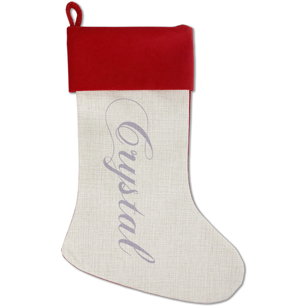 Custom Coconut and Leaves Red Linen Stocking (Personalized)