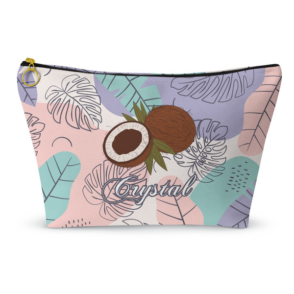 Custom Coconut and Leaves Makeup Bag - Large - 12.5"x7" w/ Name or Text