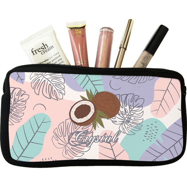 Custom Coconut and Leaves Makeup / Cosmetic Bag (Personalized)
