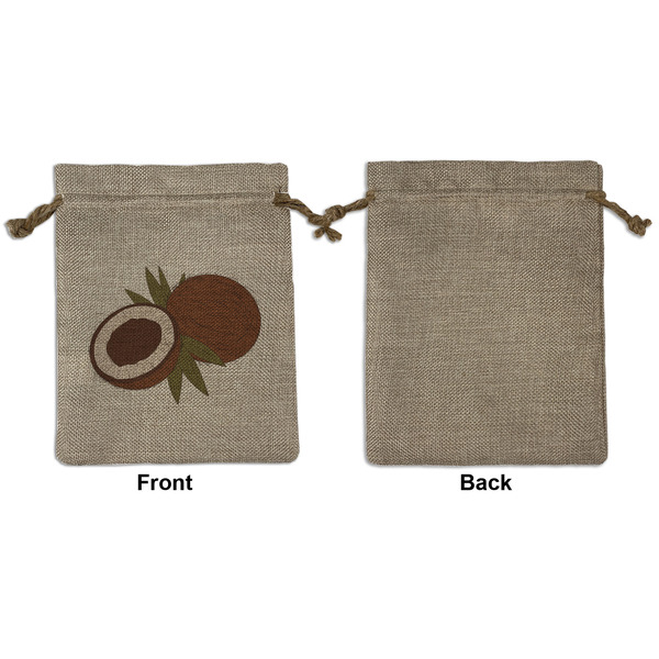 Coconut and Leaves Medium Burlap Gift Bag - Front Approval