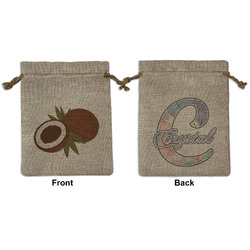 Coconut and Leaves Medium Burlap Gift Bag - Front & Back (Personalized)
