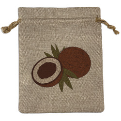Coconut and Leaves Medium Burlap Gift Bag - Front