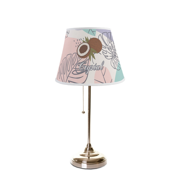 Coconut and Leaves Poly Film Empire Lampshade - On Stand