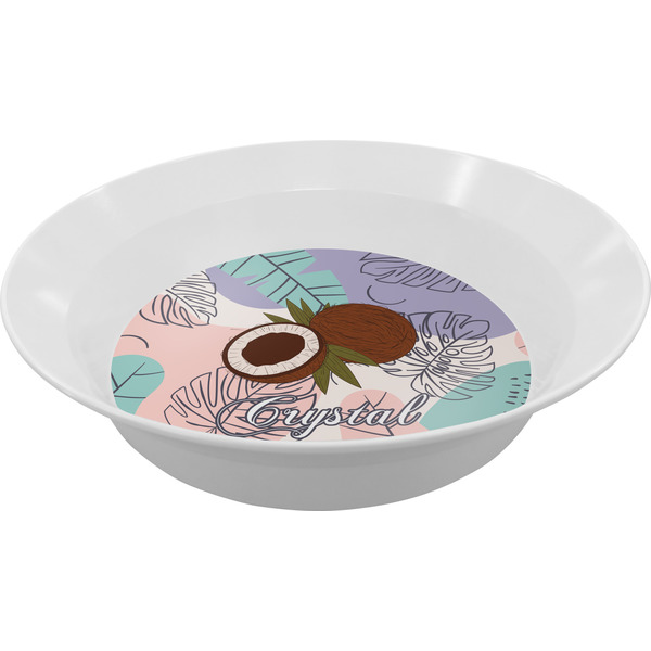 Custom Coconut and Leaves Melamine Bowl - 12 oz (Personalized)