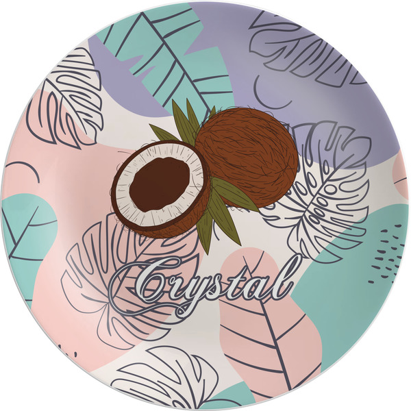 Custom Coconut and Leaves Melamine Plate - 10" (Personalized)