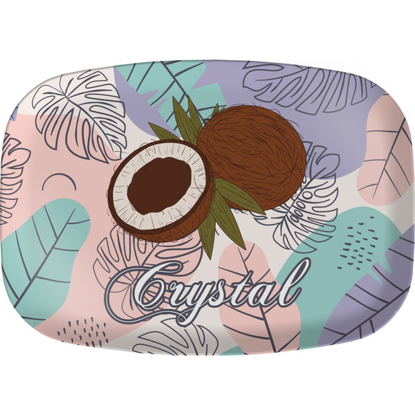 Custom Coconut and Leaves Melamine Platter w/ Name or Text