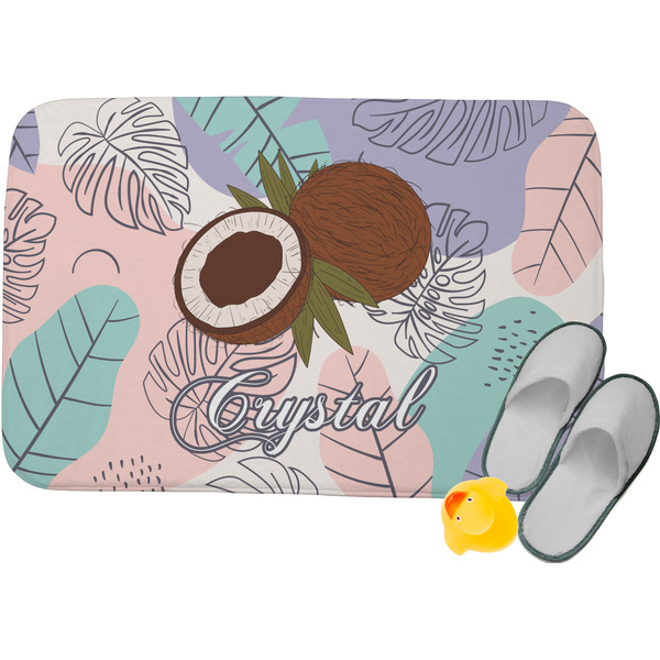 Custom Coconut and Leaves Memory Foam Bath Mat (Personalized)