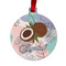Coconut and Leaves Metal Ball Ornament - Front