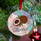 Coconut and Leaves Metal Ball Ornament - Lifestyle