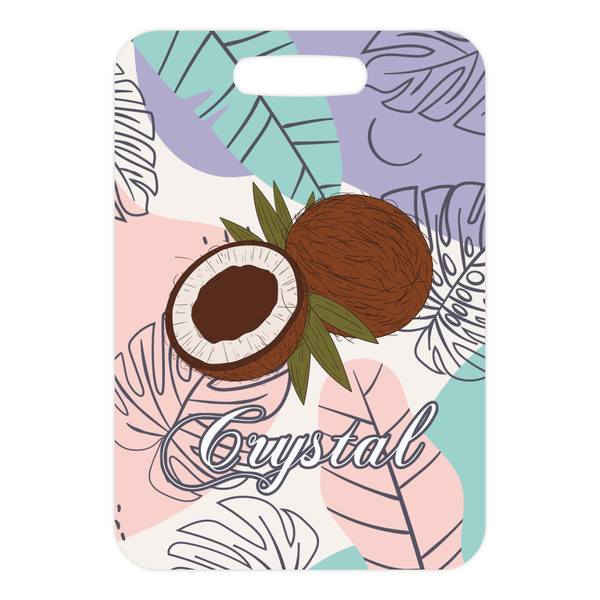 Coconut and Leaves Metal Luggage Tag - Front Without Strap