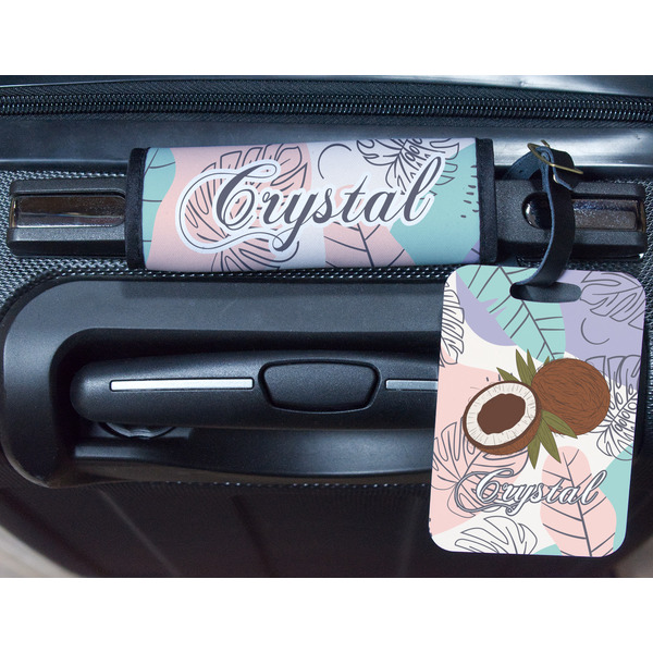 Coconut and Leaves Metal Luggage Tag & Handle Wrap - In Context
