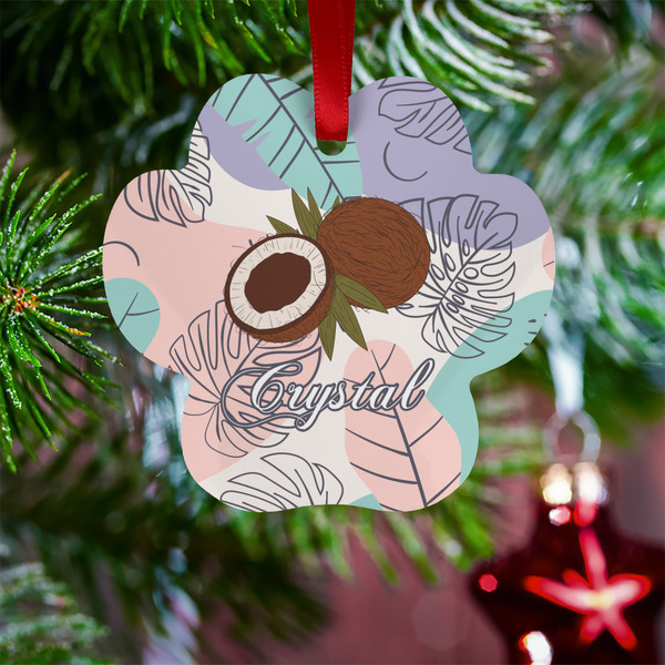 Coconut and Leaves Metal Paw Ornament - Lifestyle