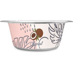 Coconut and Leaves Stainless Steel Dog Bowl (Personalized)
