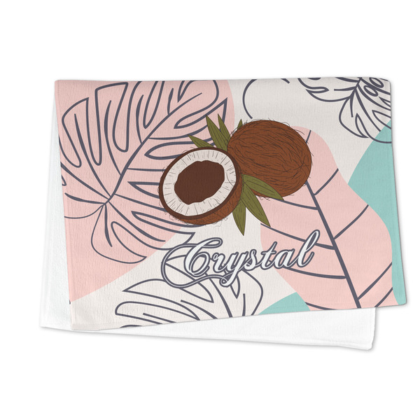 Coconut and Leaves Microfiber Dish Towel - FOLDED HALF