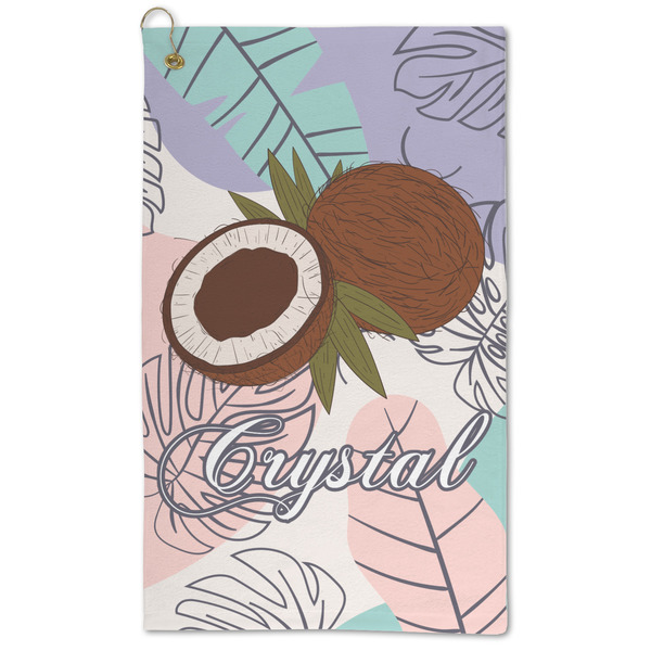 Custom Coconut and Leaves Microfiber Golf Towel - Large (Personalized)