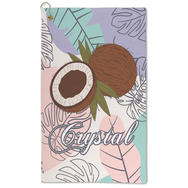 Custom Coconut and Leaves Microfiber Golf Towel (Personalized)