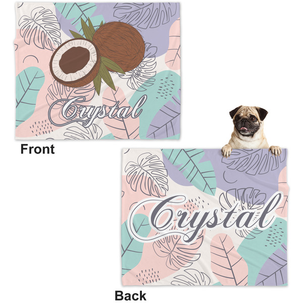 Coconut and Leaves Microfleece Dog Blanket - Large- Front & Back