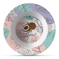 Coconut and Leaves Plastic Bowl - Microwave Safe - Composite Polymer (Personalized)