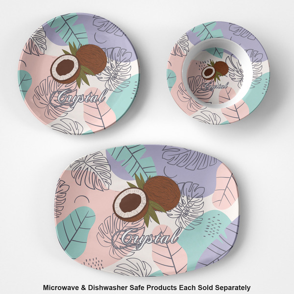 Coconut and Leaves Microwave & Dishwasher Safe CP Plastic Dishware - Group