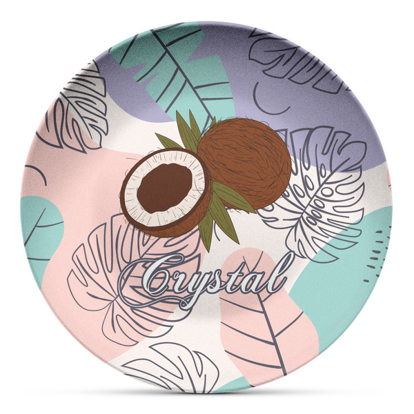 Custom Coconut and Leaves Microwave Safe Plastic Plate - Composite Polymer (Personalized)
