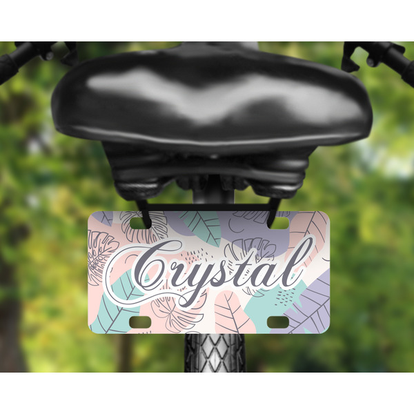 Coconut and Leaves Mini License Plate on Bicycle