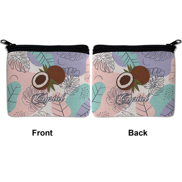 Coconut and Leaves Neoprene Coin Purse - Front & Back (APPROVAL)
