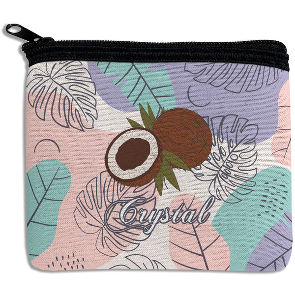 Custom Coconut and Leaves Rectangular Coin Purse w/ Name or Text