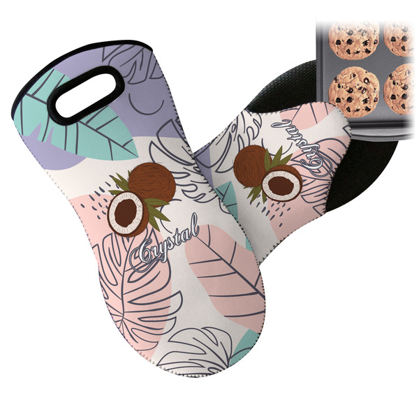 Coconut and Leaves Neoprene Oven Mitt