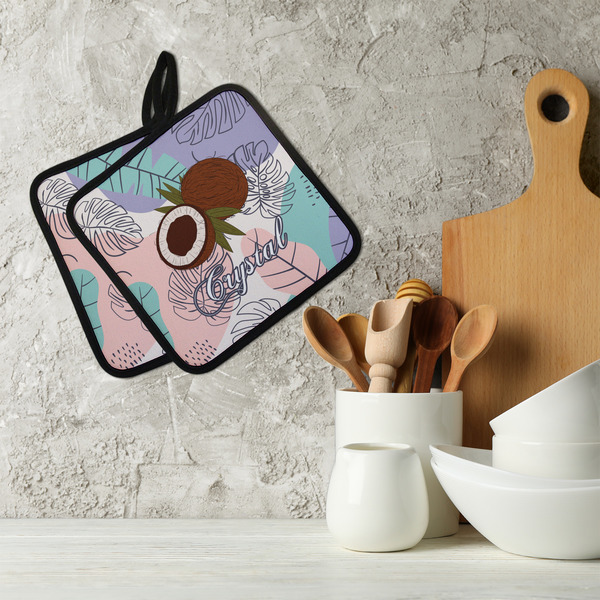 Coconut and Leaves Neoprene Pot Holder - Set of 2  LIFESTYLE