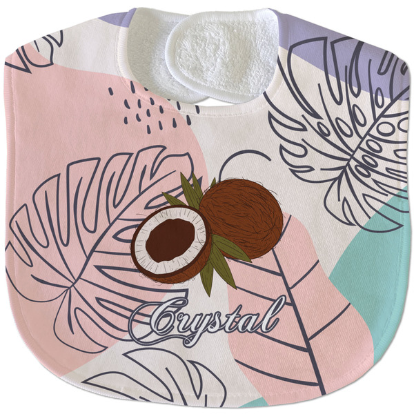 Coconut and Leaves New Baby Bib - Closed and Folded