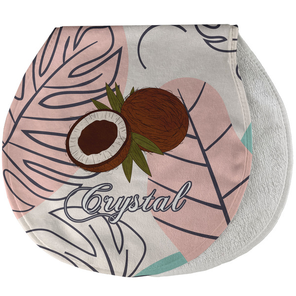 Custom Coconut and Leaves Burp Pad - Velour w/ Name or Text