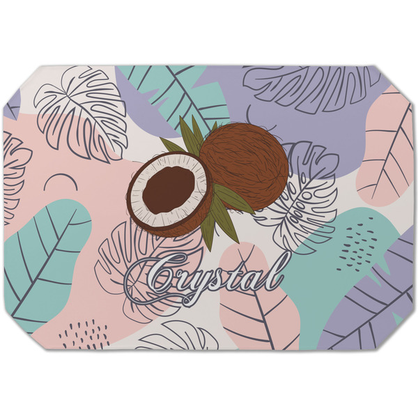 Custom Coconut and Leaves Dining Table Mat - Octagon (Single-Sided) w/ Name or Text