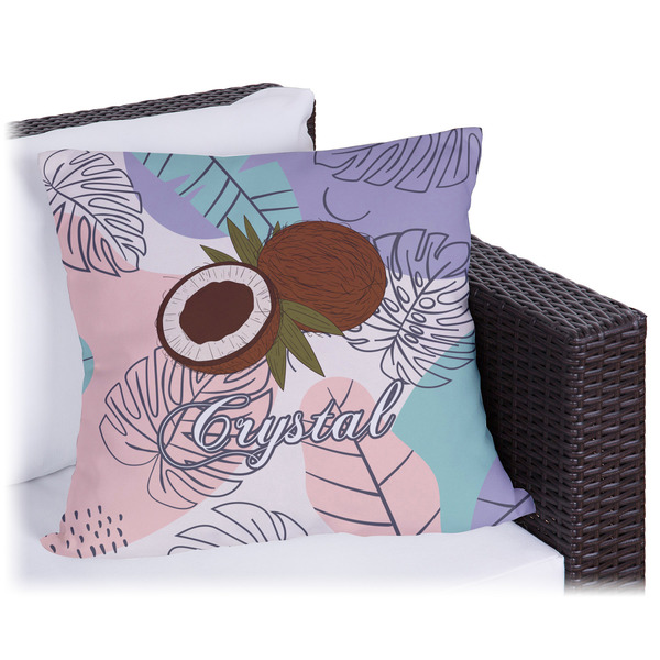 Custom Coconut and Leaves Outdoor Pillow (Personalized)