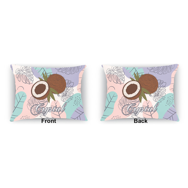 Coconut and Leaves Outdoor Rectangular Throw Pillow (Front and Back)