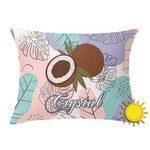 Coconut and Leaves Outdoor Throw Pillow (Rectangular) w/ Name or Text