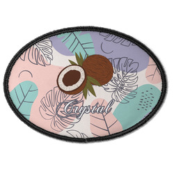 Coconut and Leaves Iron On Oval Patch w/ Name or Text