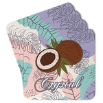 Coconut and Leaves Paper Coasters w/ Name or Text