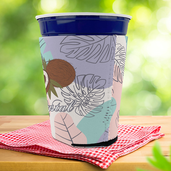 Coconut and Leaves Party Cup Sleeves - with bottom - Lifestyle