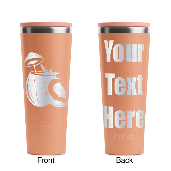 Coconut and Leaves Peach RTIC Everyday Tumbler - 28 oz. - Front and Back