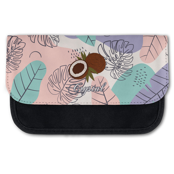 Custom Coconut and Leaves Canvas Pencil Case w/ Name or Text